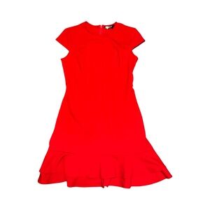 Allegra K ✨NWT✨ Women’s Red Cap-Sleeves Round Neck with Ruffles Midi Dress